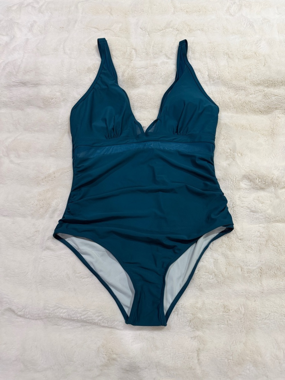 Teal One-Piece V-Neck Swimsuit